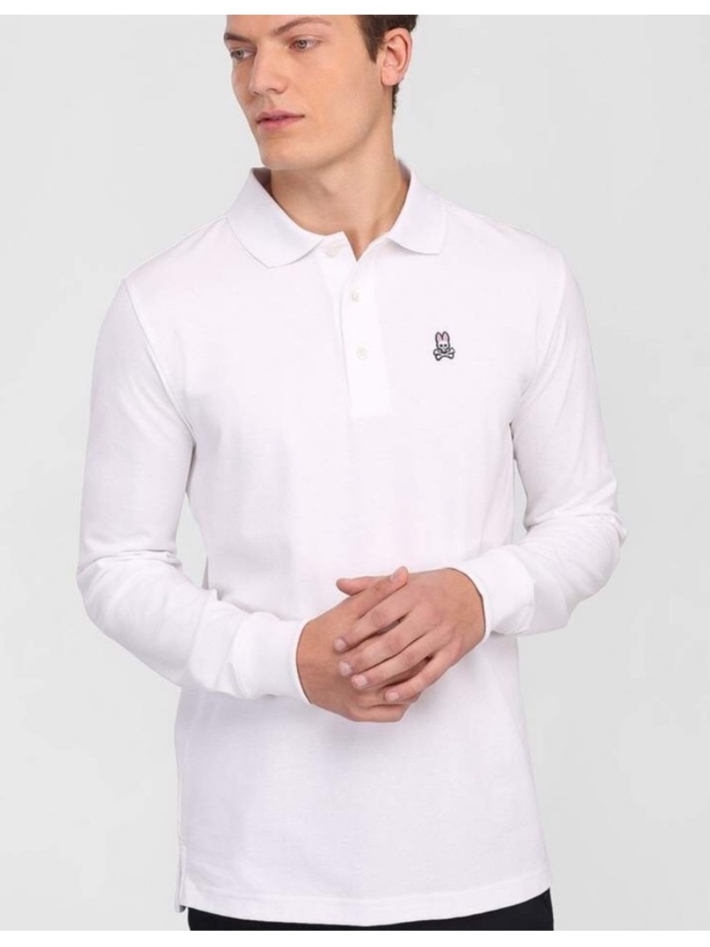 Psycho Bunny Jackson Men's XXL (8) Logo Long Sleeve White Polo Shirt